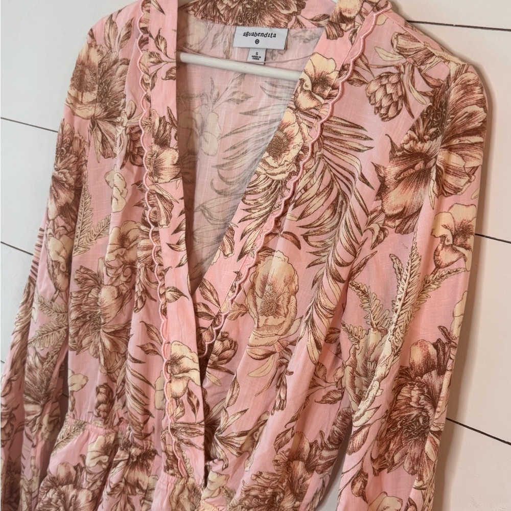 Aguabendita X Target Romantic Floral Print Flare Long Sleeve Romper Size Small - Picture 3 of 10